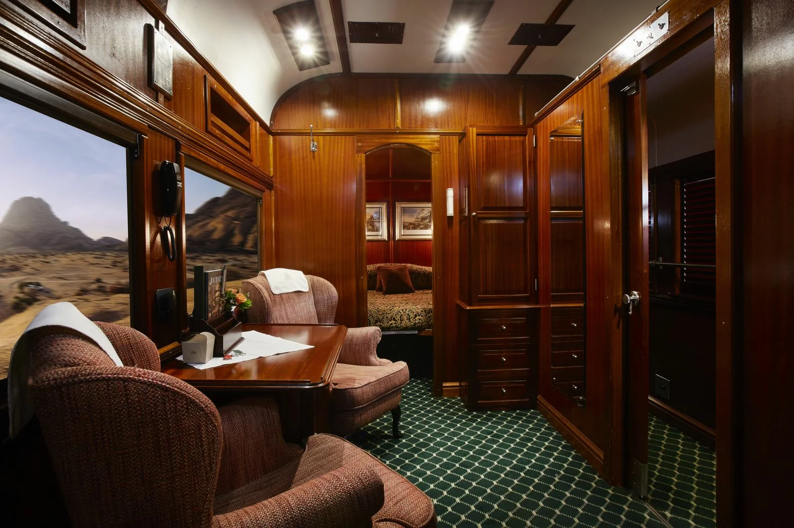 Royal Suite på Rovos Rail med lounge-hjørne