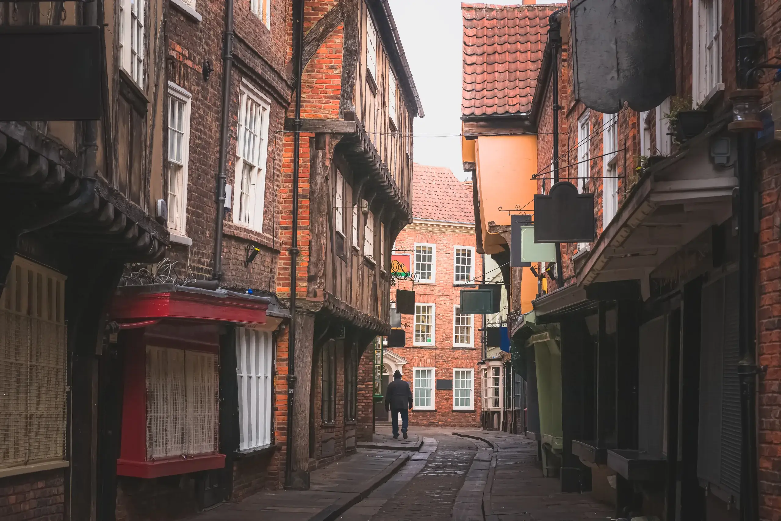 Middelaldergaden The Shambles i York med gamle bindingsværkshuse